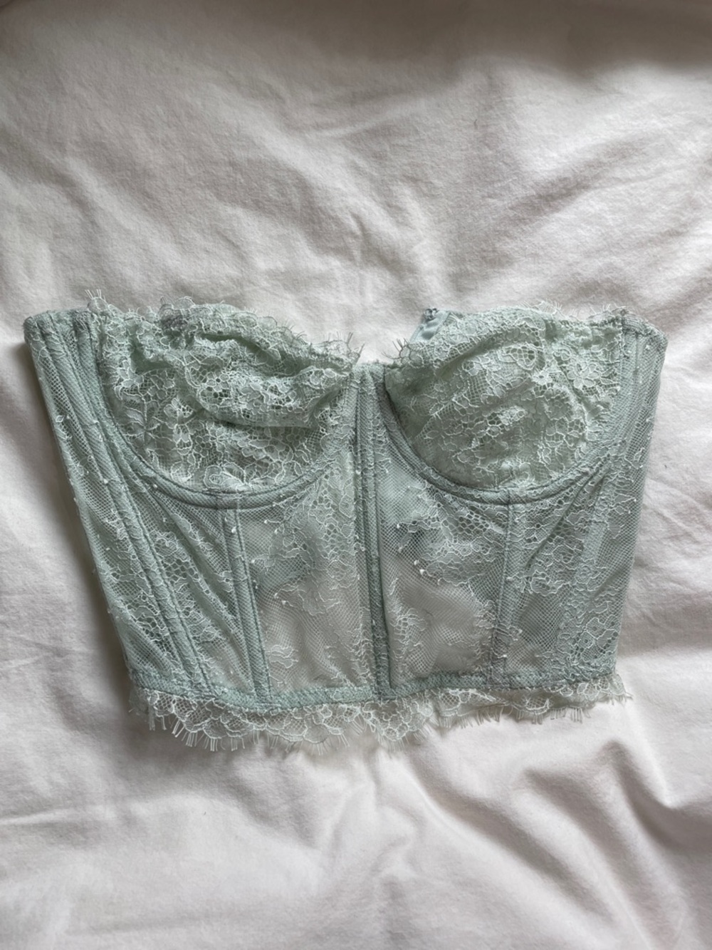 Lingerie Dream Angels Strapless Lace Bustier in Mint